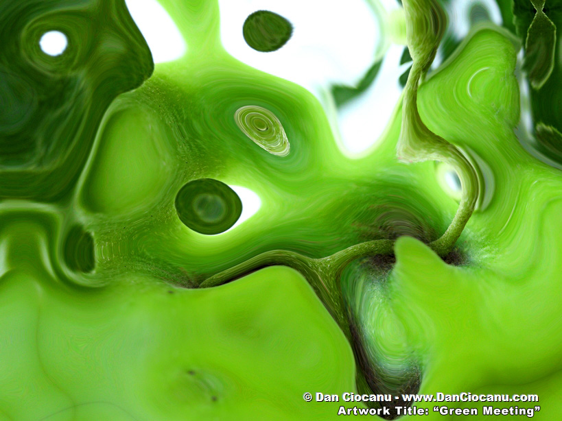 Green Meeting - green abstract artwork signed by Dan Ciocanu Green Meeting - green abstract artwork signed by Dan Ciocanu